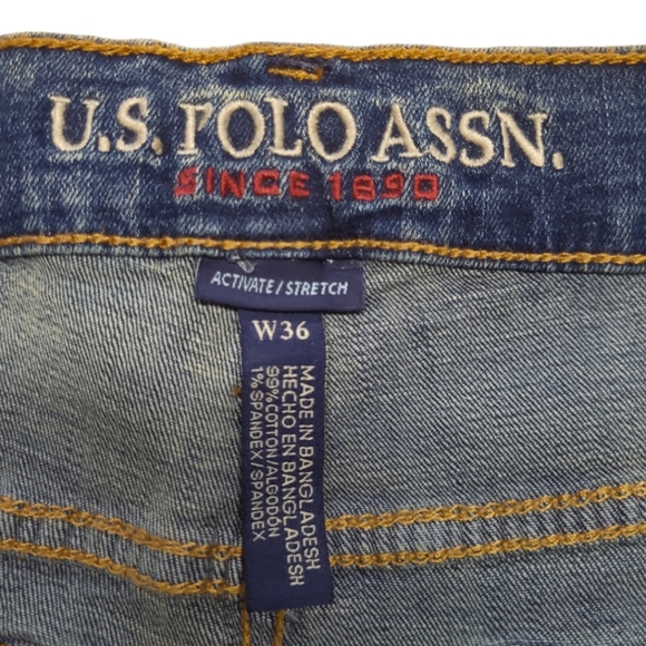 U.S. POLO ASSN. JEAN SHORTS MENS SIZE W36 BLUE DENIM ACTIVATE STRETCH NEW - Picture 7 of 9